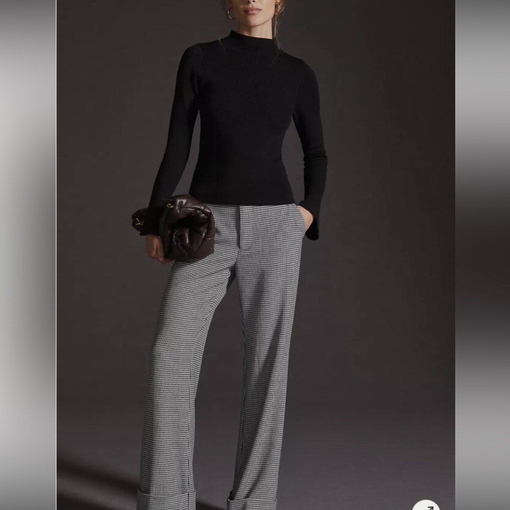 Anthropologie Maeve Bell Sleeve Mock  Sweater Black knit $110 3X fall casual